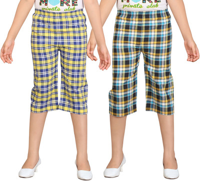 

Sini Mini Capri For Girls Casual Checkered Cotton(Multicolor Pack of 2