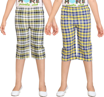 

Sini Mini Capri For Girls Casual Checkered Cotton(Multicolor Pack of 2
