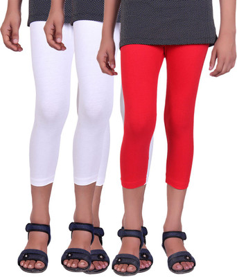 

Alisha Capri For Girls Casual Solid Cotton(Multicolor Pack of 3, Red;white