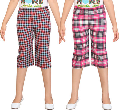 

Sini Mini Capri For Girls Casual Checkered Cotton(Multicolor Pack of 2