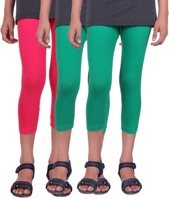 

Alisha Capri For Girls Casual Solid Cotton(Multicolor Pack of 3, Green;rani