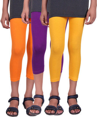 

Alisha Capri For Girls Casual Solid Cotton(Multicolor Pack of 3, Orange;purple;yellow