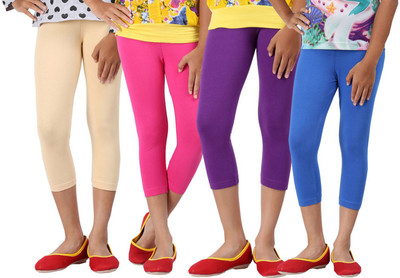 

Greenwich Capri For Girls Casual Solid Cotton(Multicolor Pack of 4, Beige;blue;fucshia;purple