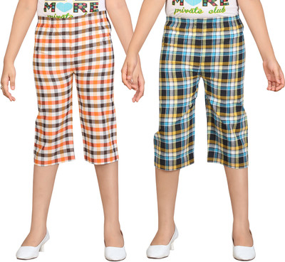 

Sini Mini Capri For Girls Casual Checkered Cotton(Multicolor Pack of 2