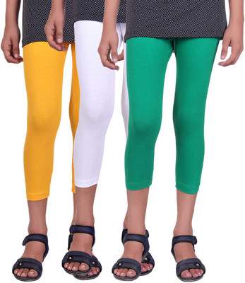 

Alisha Capri For Girls Casual Solid Cotton(Multicolor Pack of 3, Green;white;yellow