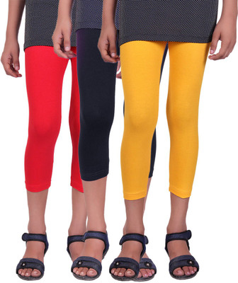 

Alisha Capri For Girls Casual Solid Cotton(Multicolor Pack of 3, Black;red;yellow
