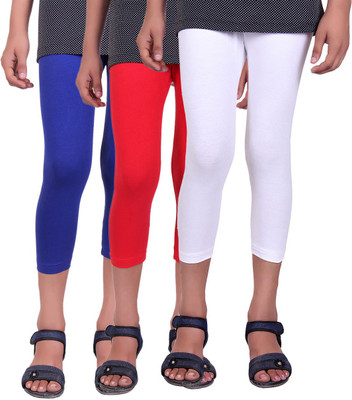 

Alisha Capri For Girls Casual Solid Cotton(Multicolor Pack of 3, Red;royal blue;white