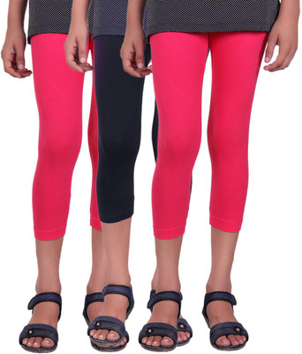 

Alisha Capri For Girls Casual Solid Cotton(Multicolor Pack of 3, Black;rani