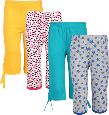 SINI MINI Capri For Girls Casual Printed Cotton Blend(Multicolor Pack of 4)