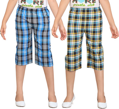 

Sini Mini Capri For Girls Casual Checkered Cotton(Multicolor Pack of 2