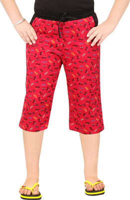 

Red Ring Capri For Boys Casual Printed Cotton(Red Pack of 1