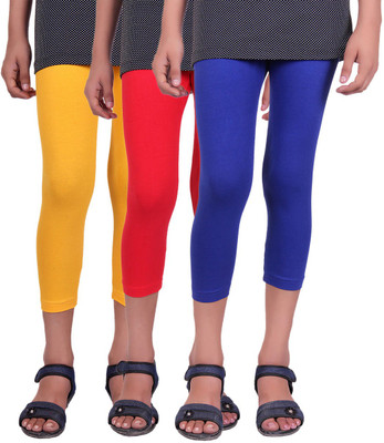 

Alisha Capri For Girls Casual Solid Cotton(Multicolor Pack of 3, Red;royal blue;yellow