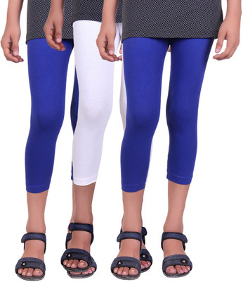 

Alisha Capri For Girls Casual Solid Cotton(Multicolor Pack of 3, Royal blue;white