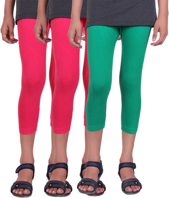

Alisha Capri For Girls Casual Solid Cotton(Multicolor Pack of 3, Green;rani