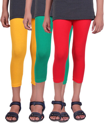 

Alisha Capri For Girls Casual Solid Cotton(Multicolor Pack of 3, Green;red;yellow