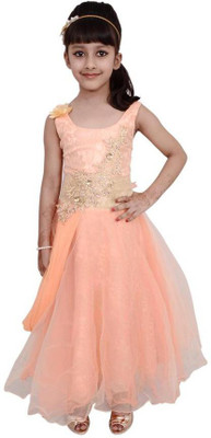 

Arshia Fashions Girl's Maxi/Full Length Party Dress(Orange, Sleeveless
