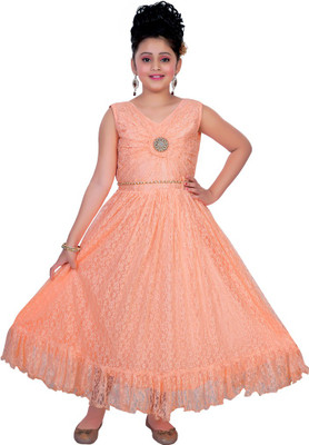 

Saarah Girls Maxi/Full Length Party Dress(Orange, Sleeveless