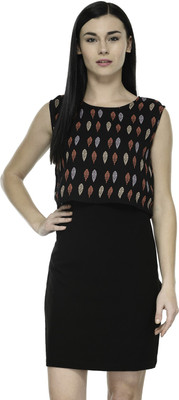

Mondaine Girls Midi/Knee Length Casual Dress(Multicolor, Sleeveless, Black
