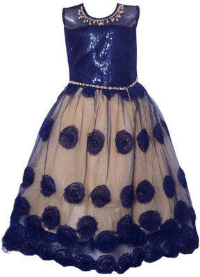 

RTC kids junction Girls Maxi/Full Length Party Dress(Blue, Sleeveless