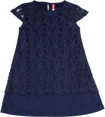 

Bare Kids Girls Midi/Knee Length Casual Dress(Dark Blue, Half Sleeve, Navy