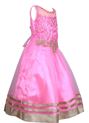 

Crazeis Girls Maxi/Full Length Party Dress(Pink, Sleeveless