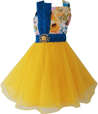 

Angel Wears Girls Midi/Knee Length Party Dress(Yellow, Sleeveless
