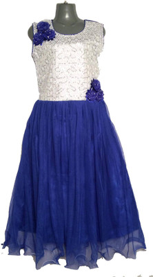 

Carat Candy & Co. Girls Maxi/Full Length Party Dress(Silver, Sleeveless, Blue