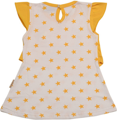 Funky Girls Girls Midi/Knee Length Casual Dress(Yellow, Cap Sleeve)