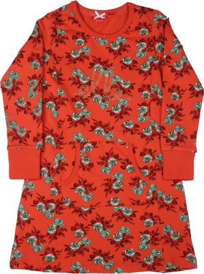 

Elle Kids Girls Midi/Knee Length Casual Dress(Orange, Full Sleeve