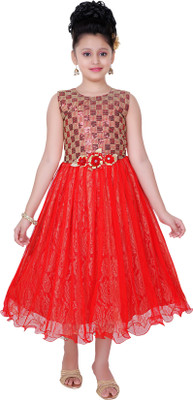 

Saarah Girls Midi/Knee Length Party Dress(Red, Sleeveless