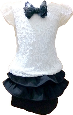 

icepice Girls Midi/Knee Length Party Dress(White, Sleeveless