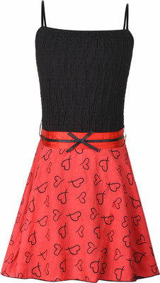 

Naughty Ninos Midi/Knee Length Party Dress(Red, Noodle strap, Red & black