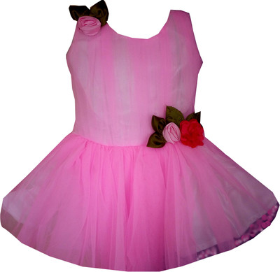 

All About Pink Girls Midi/Knee Length Party Dress(Pink, Sleeveless
