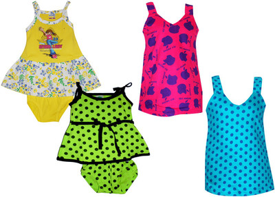 

Cute Raskals Girls Midi/Knee Length Casual Dress(Multicolor, Sleeveless, Yellow