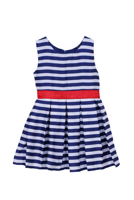 

Lil Penguin Midi/Knee Length Party Dress(Blue, Sleeveless, Lil penguin girl's blue striped party dress
