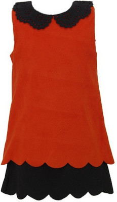 

Store The World Girls Midi/Knee Length Party Dress(Orange, Sleeveless