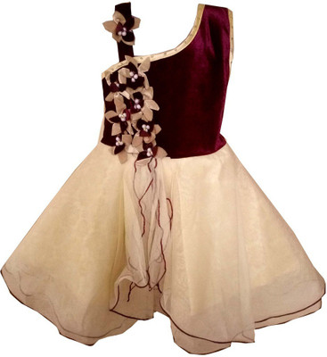

All About Pink Girls Midi/Knee Length Party Dress(Pink, Sleeveless, Dark pink