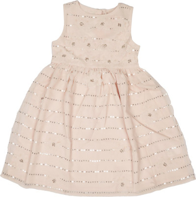 

Gini & Jony Girls Midi/Knee Length Casual Dress(Beige, Sleeveless, 1271
