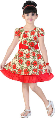 

Golden Girl Girls Midi/Knee Length Casual Dress(Red, Fashion Sleeve