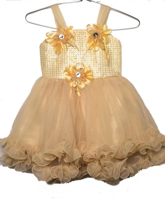 

Carat Candy & Co. Girls Midi/Knee Length Party Dress(Gold, Noodle strap