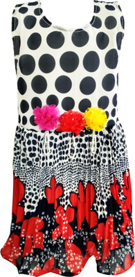 Fashionitz Girls Midi/Knee Length Party Dress(Red, Sleeveless