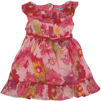 

NautiNati Girls Midi/Knee Length Casual Dress(Pink, Sleeveless