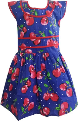 

Fashionitz Girls Midi/Knee Length Casual Dress(Blue, Sleeveless