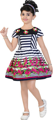 

Golden Girl Girls Midi/Knee Length Casual Dress(Multicolor, Fashion Sleeve, Pink