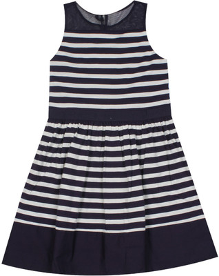 

United Colors of Benetton Girls Midi/Knee Length Casual Dress(White, Sleeveless, 902