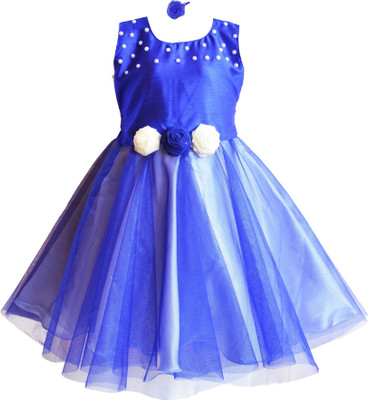 

MVD Fashion Girls Midi/Knee Length Party Dress(Blue, Sleeveless