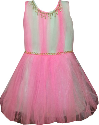 

All About Pink Girls Midi/Knee Length Party Dress(Pink, Sleeveless, Dark pink