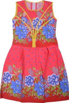 

Fashionitz Girls Midi/Knee Length Casual Dress(Red, Sleeveless