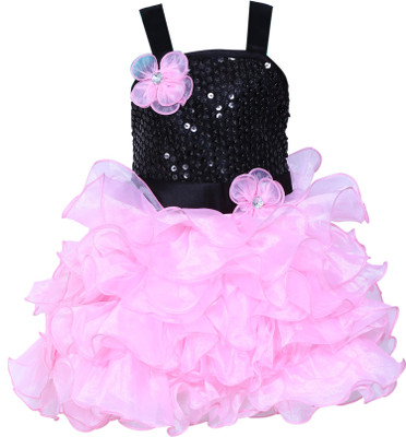 

RTC kids junction Girls Midi/Knee Length Party Dress(Pink, Sleeveless