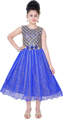 

Saarah Girls Midi/Knee Length Party Dress(Blue, Sleeveless